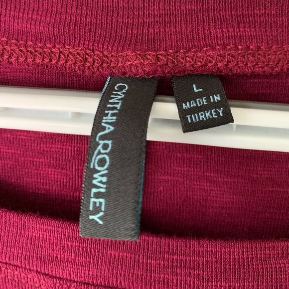 Cynthia Rowley Burgundy Crew Neck Casual Leisure Wear Shirt Size L - Picture 4 of 4